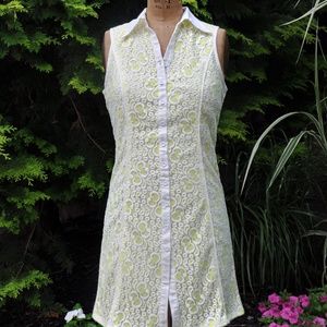 Floral Lace Button Down Collared Dress